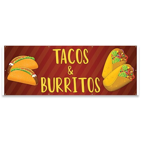 Signmission Tacos & Burritos Banner Concession Stand Food Truck Single Sided B-96-30162